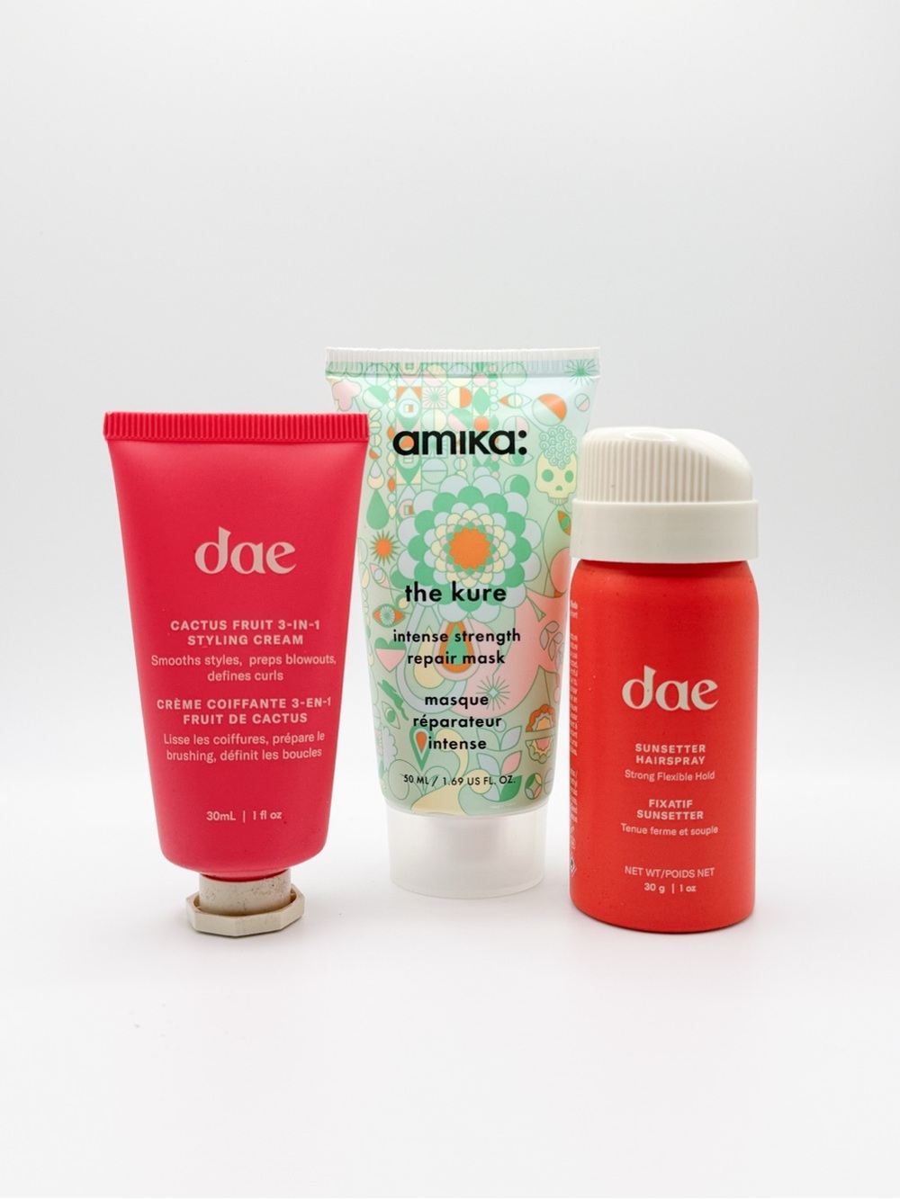 Luxury Haircare Minis Bundle - Dae + Amika Travel Size Styling & Repair Set